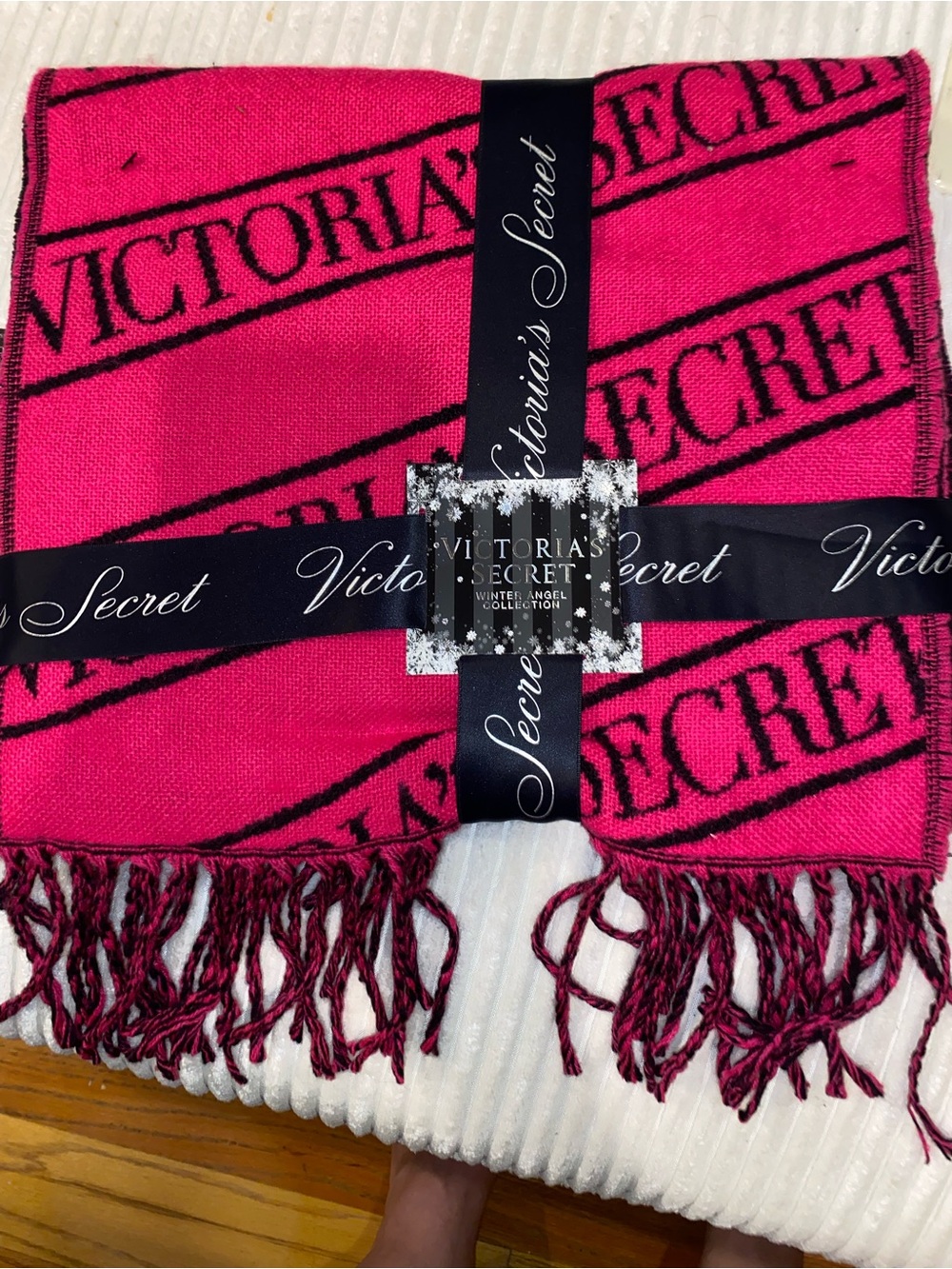 Victoria's Secret Hot Pink Logo Fringe Wrap